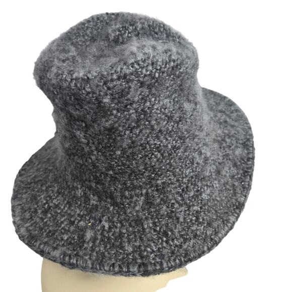 Wooden Ships Paola Buendia Bucket Hat Anthropologie Gray Knit Mohair Boho - Picture 7 of 7